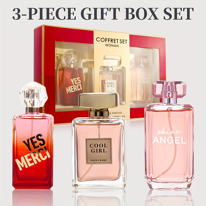 "3-Piece Eau De Parfum Gift Set | 3.4 Fl Oz Long-Lasting Fragrance for Holidays & Parties"