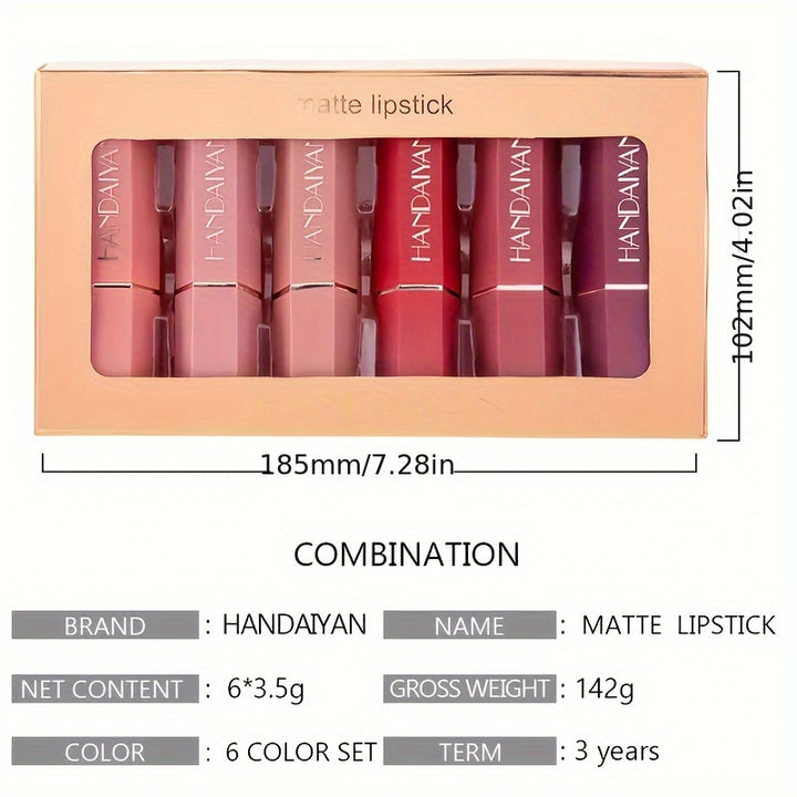 6 Pcs Brown Nude Pink Purple Red Lipstick Matte Sets, Light to Dark Velvet Lipstick for Women Long Lasting Waterproof 24 Hours Lip Stick Lip Stain Makeup Gift Sets, labiales mate 24 horas originales - Total Trends Fusion