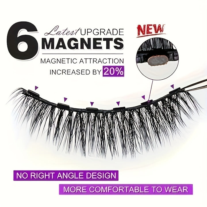 10 Pairs Magnetic Eyelashes Kit - Natural Looking, Reusable, Easy to Wear, No Glue Needed, 3D 5D False Lashes with Latest Six Magnets Technology, Long-Lasting, Water Resistant, and Gentle on Eyes - Total Trends Fusion