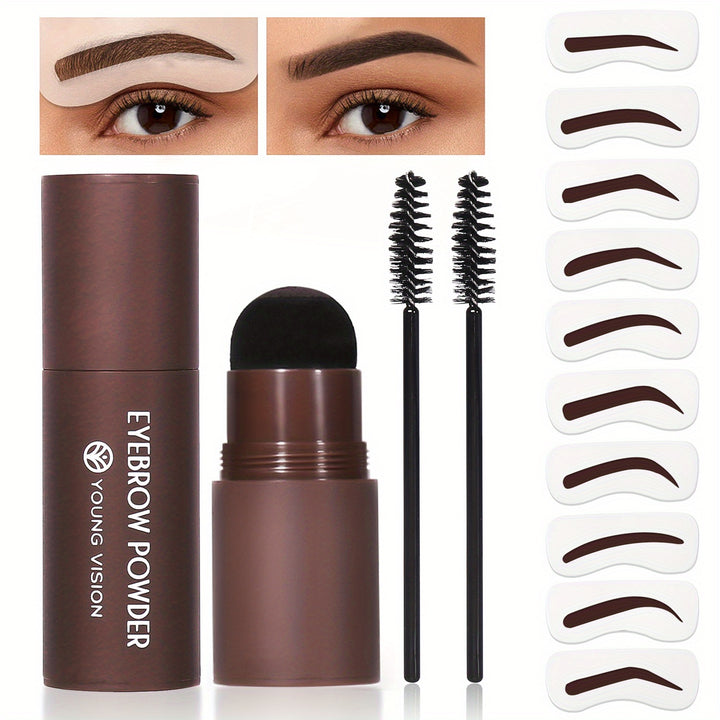 10 Reusable Stencil Eyebrow Definer Powder - Long-Lasting, Waterproof, Easy to Use Makeup for Perfect, Flawless Brows on All Skin Types - Total Trends Fusion