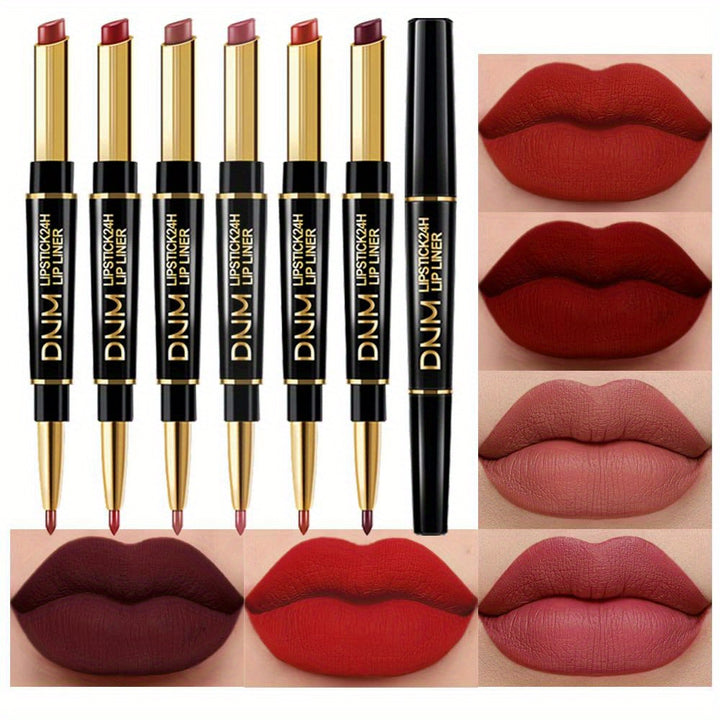 6Pcs Chestnut Nude Brown Lip Liner and Lipstick Set – Matte Lip Kit with Lip Stains, Long-Lasting Waterproof 24-Hour Lipstick and Lip Liners Combo for Women - Total Trends Fusion