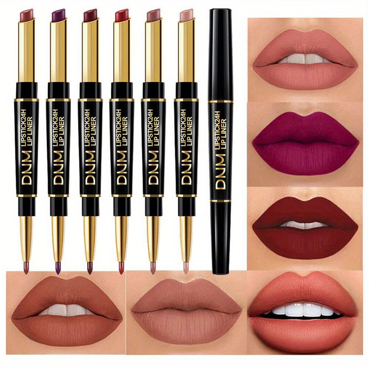 6Pcs Chestnut Nude Brown Lip Liner and Lipstick Set – Matte Lip Kit with Lip Stains, Long-Lasting Waterproof 24-Hour Lipstick and Lip Liners Combo for Women - Total Trends Fusion