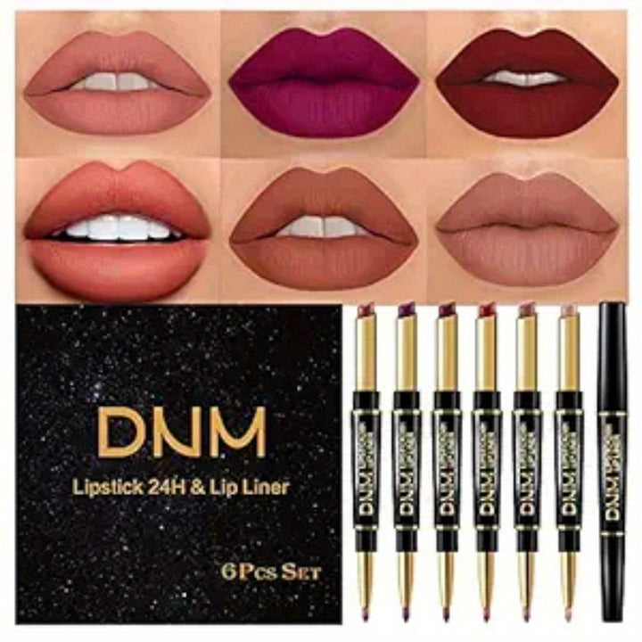 6Pcs Chestnut Nude Brown Lip Liner and Lipstick Set – Matte Lip Kit with Lip Stains, Long-Lasting Waterproof 24-Hour Lipstick and Lip Liners Combo for Women - Total Trends Fusion