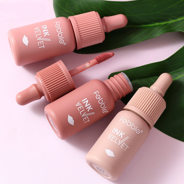 2pcs Ink The Velvet Lip Tint, Liquid Lipstick, 6 Colors Small Milk Bottle Lip Glaze Velvet Matte Lip Gloss Lip Makeup, Nude Lip Glaze - Total Trends Fusion