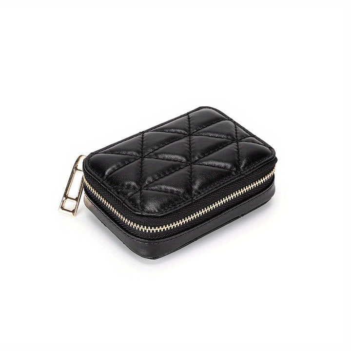 1pc Portable High-definition Mirror Cowhide Lipstick Storage Bag Makeup Bag Coin Purse - Total Trends Fusion