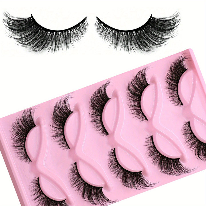 3 Packs of 15 Pairs Long Cat Eye Lashes - Wispy, Elongated, Thick, and Dramatic False Eyelashes for a Sultry Look - Reusable Strip Lashes for a Glamorous Eye Makeup - Total Trends Fusion