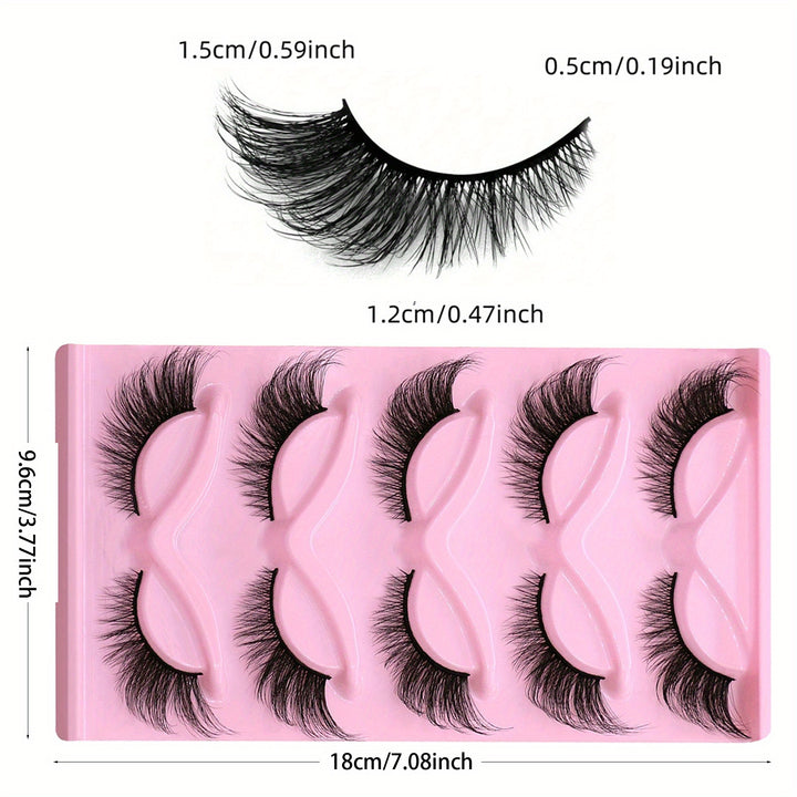 3 Packs of 15 Pairs Long Cat Eye Lashes - Wispy, Elongated, Thick, and Dramatic False Eyelashes for a Sultry Look - Reusable Strip Lashes for a Glamorous Eye Makeup - Total Trends Fusion