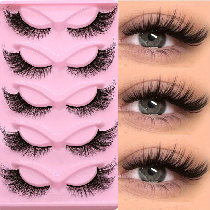 3 Packs of 15 Pairs Long Cat Eye Lashes - Wispy, Elongated, Thick, and Dramatic False Eyelashes for a Sultry Look - Reusable Strip Lashes for a Glamorous Eye Makeup - Total Trends Fusion