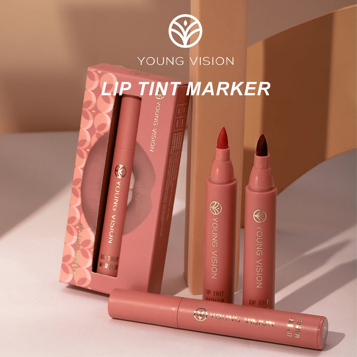 YOUNG VISION Lip Tint Marker 3 PCS Set, Lightweight Lip Stain, Liquid lipstick with Nude Matte Shades, Lip Liner and Stick 2-in-1, Long Wearing and Waterproof - Total Trends Fusion