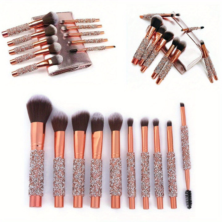 10Pcs Kabuki Makeup Brushes Tools Powder Foundation Face Lip Pencil Brush & Bag - Total Trends Fusion