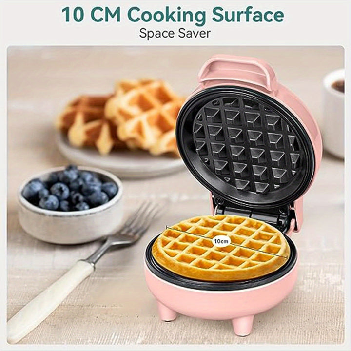 Mini Waffle Maker, 550W Waffle Iron, Ready Indicator Light, Cool Touch Handle, Non Stick Coating, Compact Size, Pink - Total Trends Fusion