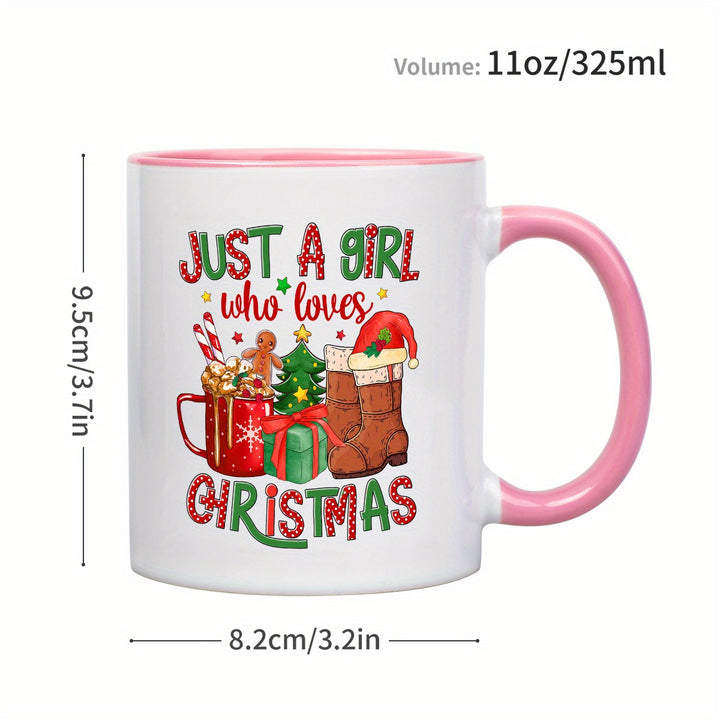 "Just A Girl Who Loves Christmas Mug | Funny 11oz Ceramic Coffee Cup with Festive Design" - Total Trends Fusion