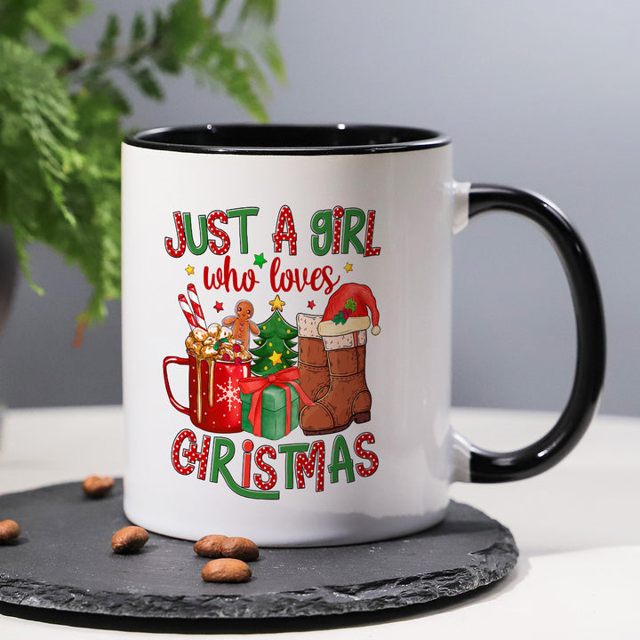 "Just A Girl Who Loves Christmas Mug | Funny 11oz Ceramic Coffee Cup with Festive Design" - Total Trends Fusion