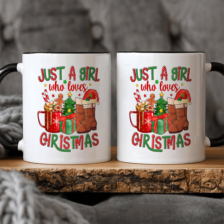 "Just A Girl Who Loves Christmas Mug | Funny 11oz Ceramic Coffee Cup with Festive Design" - Total Trends Fusion