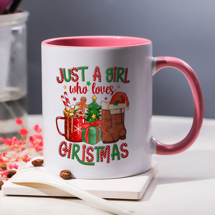 "Just A Girl Who Loves Christmas Mug | Funny 11oz Ceramic Coffee Cup with Festive Design" - Total Trends Fusion