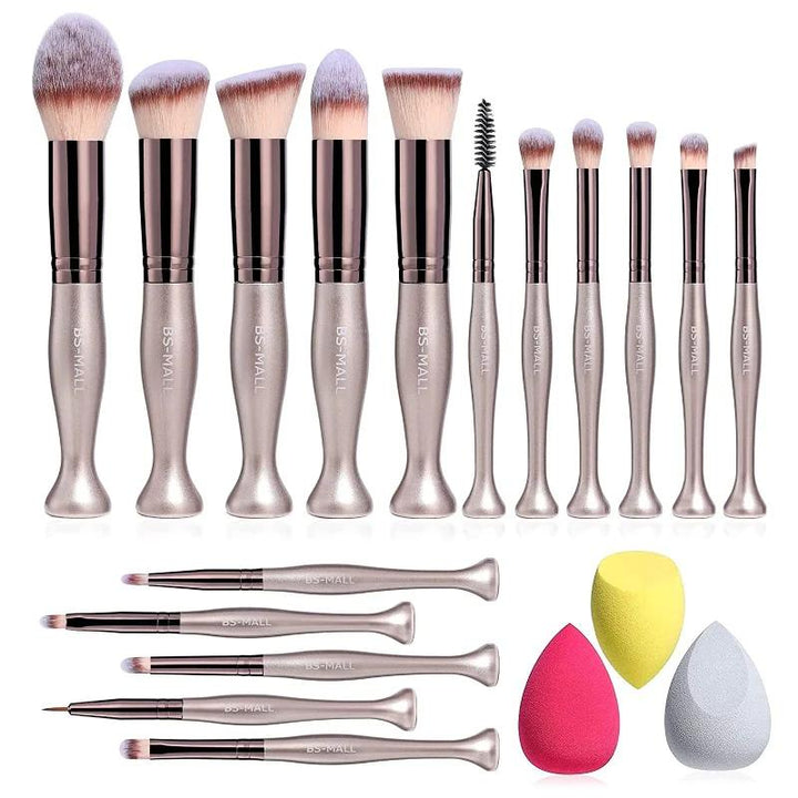 Makeup Brush tool 16-Piece beauty Set 3 makeup sponges cosmetics Stand On-Premium premium synthetic foundation brush set