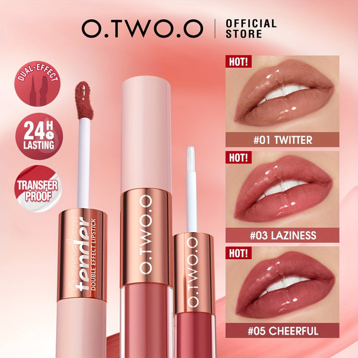 [Halloween trick or treat] O.TWO.O 2-in-1 Matte Lip Gloss Dual-effect Matte & Gloss Long-lasting Non-stick Cup Plump And Shiny Lip Makeup Daily Essential otwoo for Halloween - Total Trends Fusion