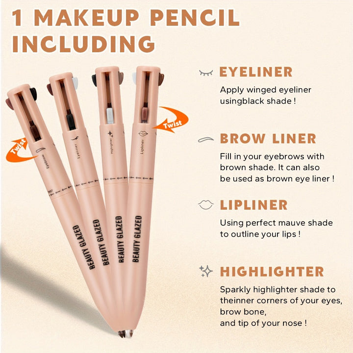 2024 New Makeup Pen, Eyeliner Lip Liner Highlight Eyebrow Pencil, 4-in-1 Daily Makeup, Versatile And Convenient, Matte Pearlescent Cosmetic Pen - Total Trends Fusion