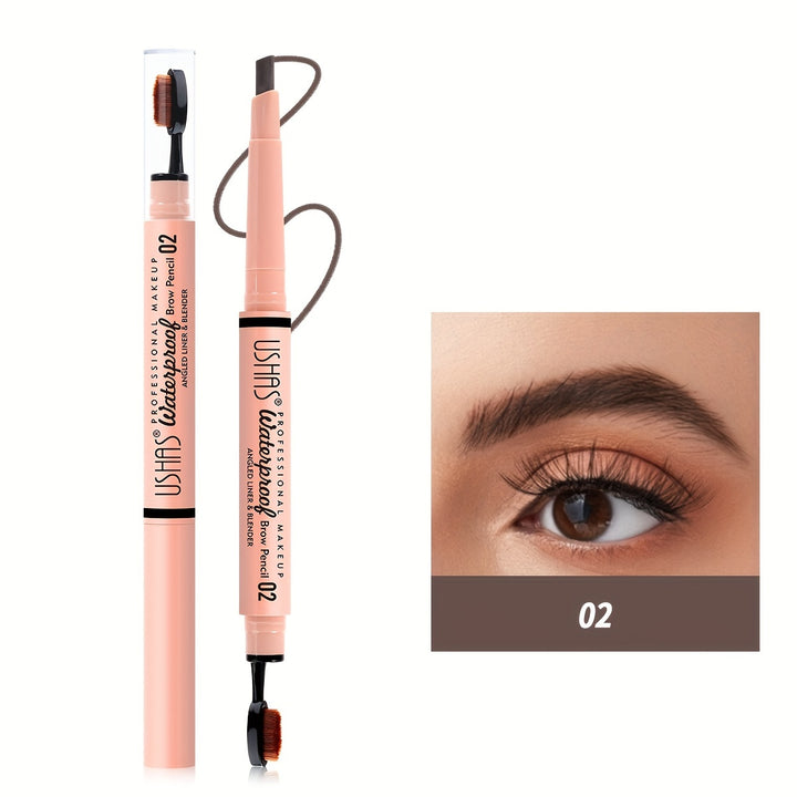 Ushas Natural Long-lasting Rotating Eyebrow Pencil, Durable, Waterproof, 2-in-1 Eyebrow Pencil Brush, Natural Makeup Eyebrows - Total Trends Fusion