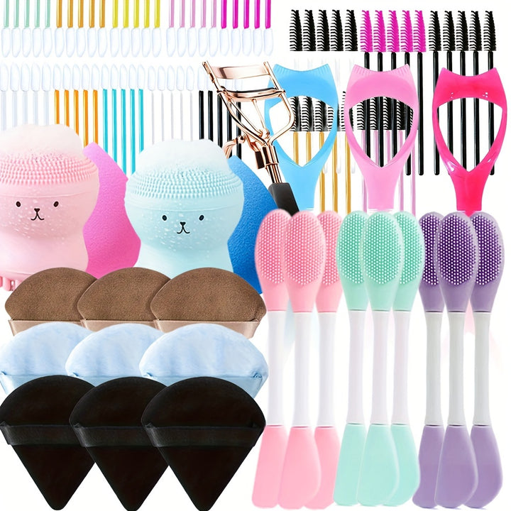 101 Piece Set Of Makeup Tools, Lip Brush, Triangle Powder Puff, Small Octopus Makeup, Egg Wash Brush, Eyelash Clip Set, Etc - Total Trends Fusion