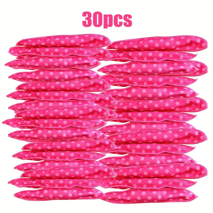 10/20/30pcs Heatless Sleep Hair Curlers - Pillow Soft Foam Rollers for Women, Polka Dot Design, Create Natural Curls & Waves, Overnight DIY Styling Tools - Total Trends Fusion