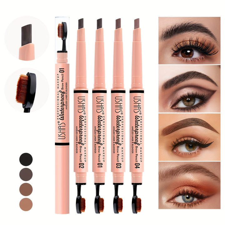 Ushas Natural Long-lasting Rotating Eyebrow Pencil, Durable, Waterproof, 2-in-1 Eyebrow Pencil Brush, Natural Makeup Eyebrows - Total Trends Fusion