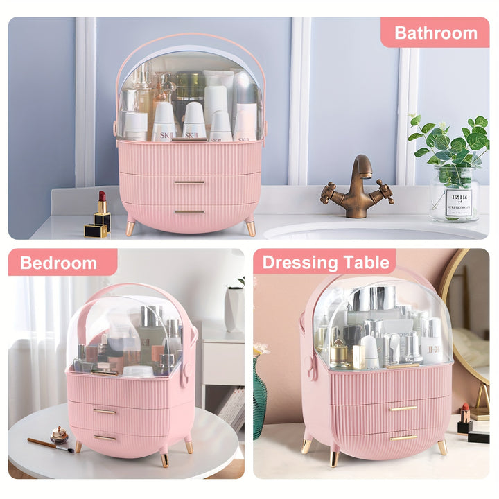 Makeup Organizer for Vanity – Portable Skincare Organizer with Lid and Drawers - Total Trends Fusion