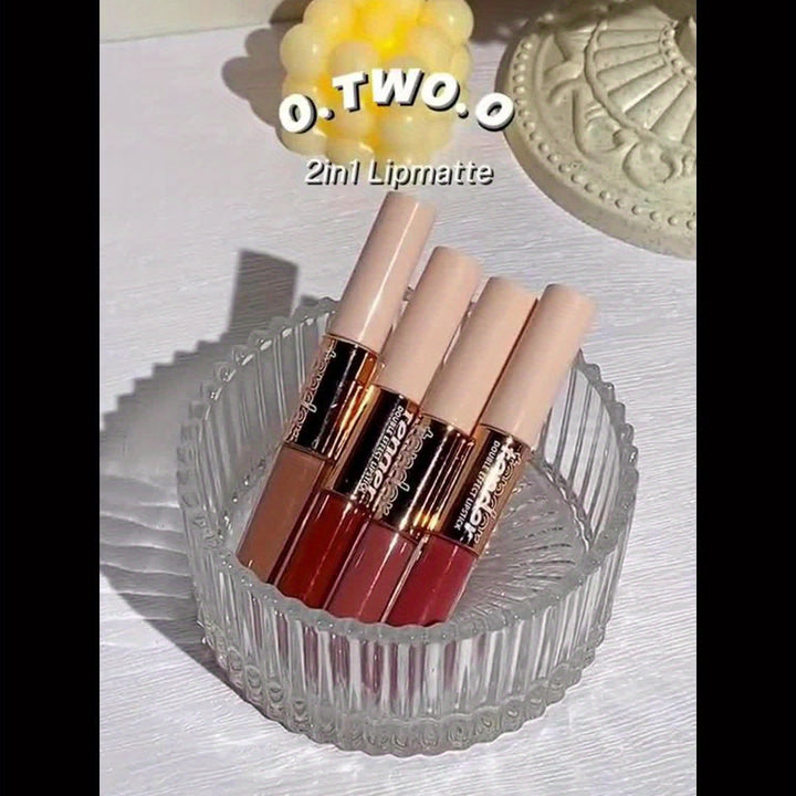 [Halloween trick or treat] O.TWO.O 2-in-1 Matte Lip Gloss Dual-effect Matte & Gloss Long-lasting Non-stick Cup Plump And Shiny Lip Makeup Daily Essential otwoo for Halloween