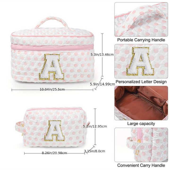 Initial Cotton 2 Makeup Bag Cosmetic Bag Travel Makeup Bag Personalized Mothers Day Birthday Gifts for Women - Total Trends Fusion