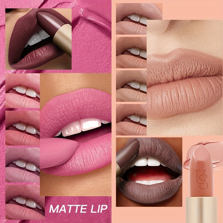 12-Color Matte Lipstick Collection – Highly Pigmented, Long-Lasting, Waterproof & Hydrating Nude Shades for All-Day Wear - Total Trends Fusion