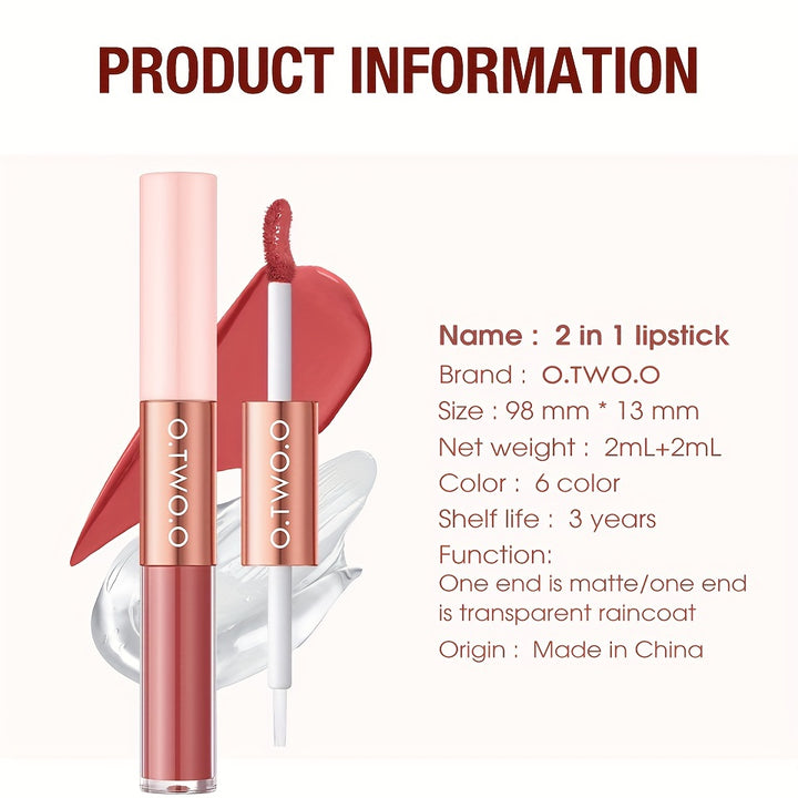 [Halloween trick or treat] O.TWO.O 2-in-1 Matte Lip Gloss Dual-effect Matte & Gloss Long-lasting Non-stick Cup Plump And Shiny Lip Makeup Daily Essential otwoo for Halloween