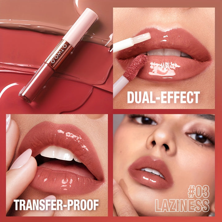 [Halloween trick or treat] O.TWO.O 2-in-1 Matte Lip Gloss Dual-effect Matte & Gloss Long-lasting Non-stick Cup Plump And Shiny Lip Makeup Daily Essential otwoo for Halloween