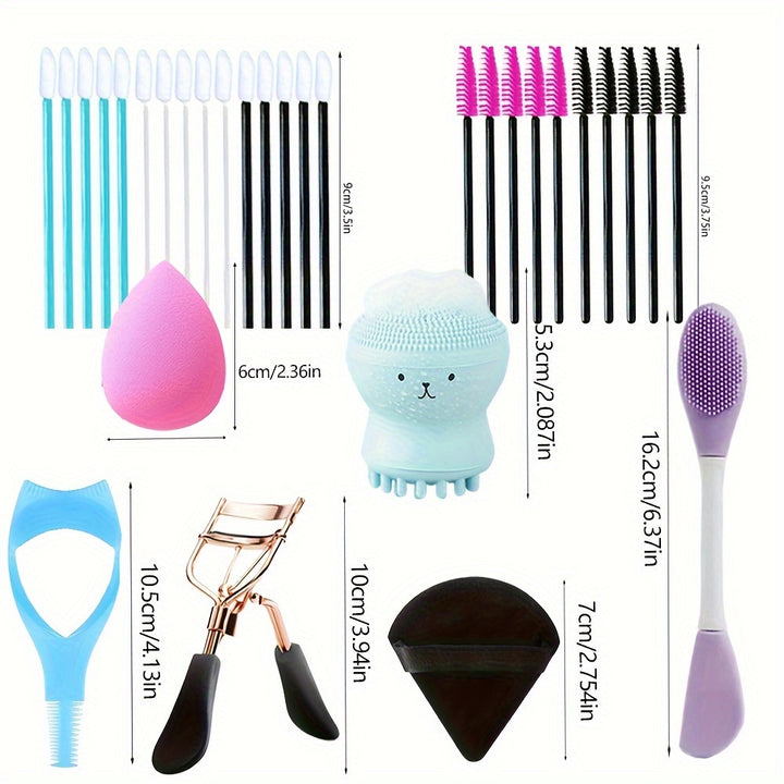 101 Piece Set Of Makeup Tools, Lip Brush, Triangle Powder Puff, Small Octopus Makeup, Egg Wash Brush, Eyelash Clip Set, Etc - Total Trends Fusion