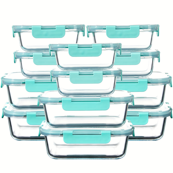 24Pcs (12 Lids+12 Glass Bowl) Borosilicate Glass Food Storage Containers with Airtight Lids, Ideal for Meal Prep, Lunches - Microwave and Dishwasher Safe - Total Trends Fusion