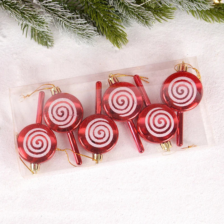 "6pcs Christmas Lollipop Candy Cane Ornaments | Tree Hanging Ball Decorations for Home"