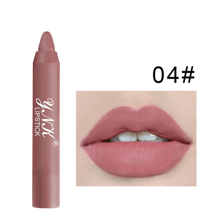 12-Color Velvet Matte Lip Gloss Pencil – Waterproof, Long-Lasting, Non-Stick Lip Tint Pen for Red & Nude Shades - Total Trends Fusion