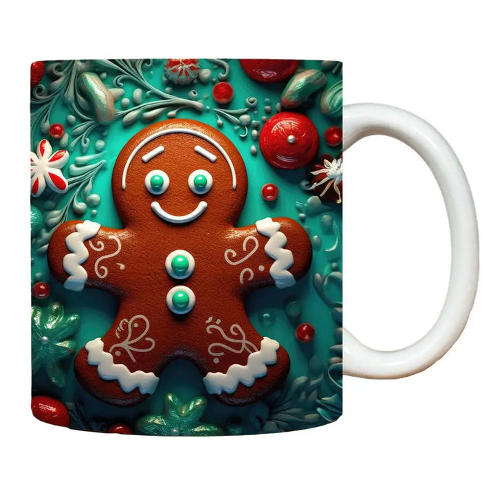 Christmas Holiday Mugs 3D Ceramic Christmas Coffee Cups With Handle Gingerbread Man Water Cups Hot Chocolate Mugs Christmas gift