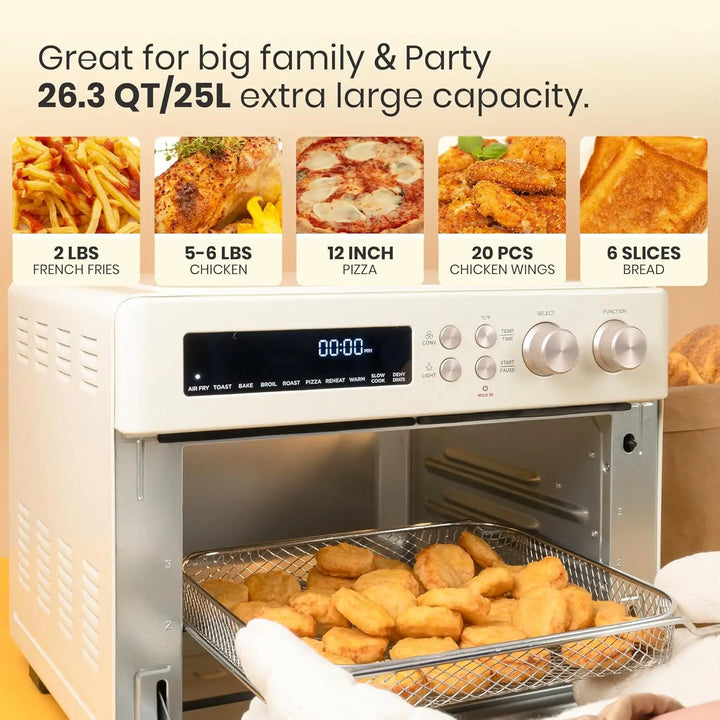 Retro Style Infrared Heating Air Fryer Toaster Oven, Extra Large Countertop Convection Oven 10-in-1 Combo, 6-Slice Toast - Total Trends Fusion