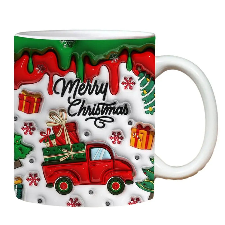 3D Ceramic Christmas Holiday Mugs | Gingerbread Man Coffee Cups with Handle"