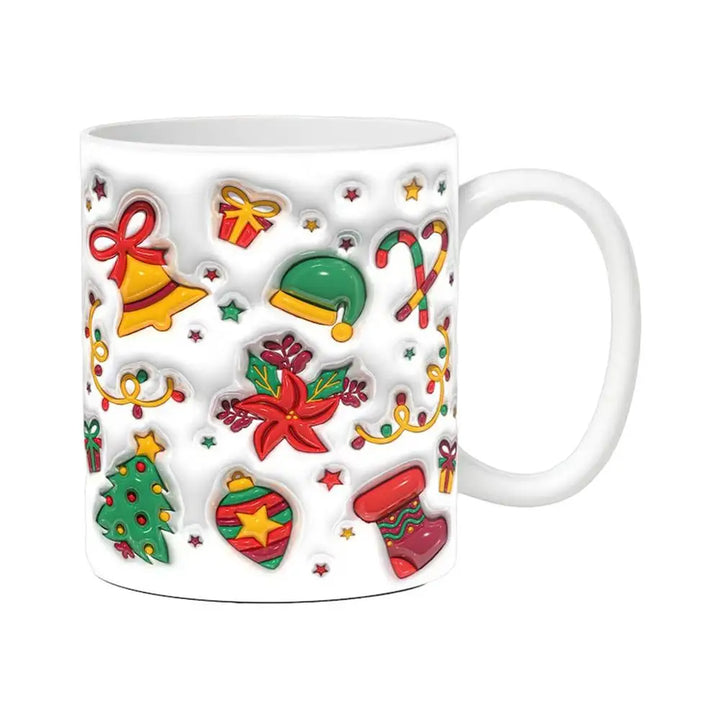 "3D Ceramic Christmas Holiday Mugs | Gingerbread Man Coffee Cups with Handle"