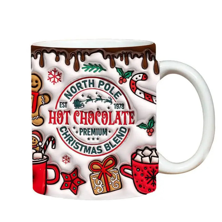 "3D Ceramic Christmas Holiday Mugs | Gingerbread Man Coffee Cups with Handle"