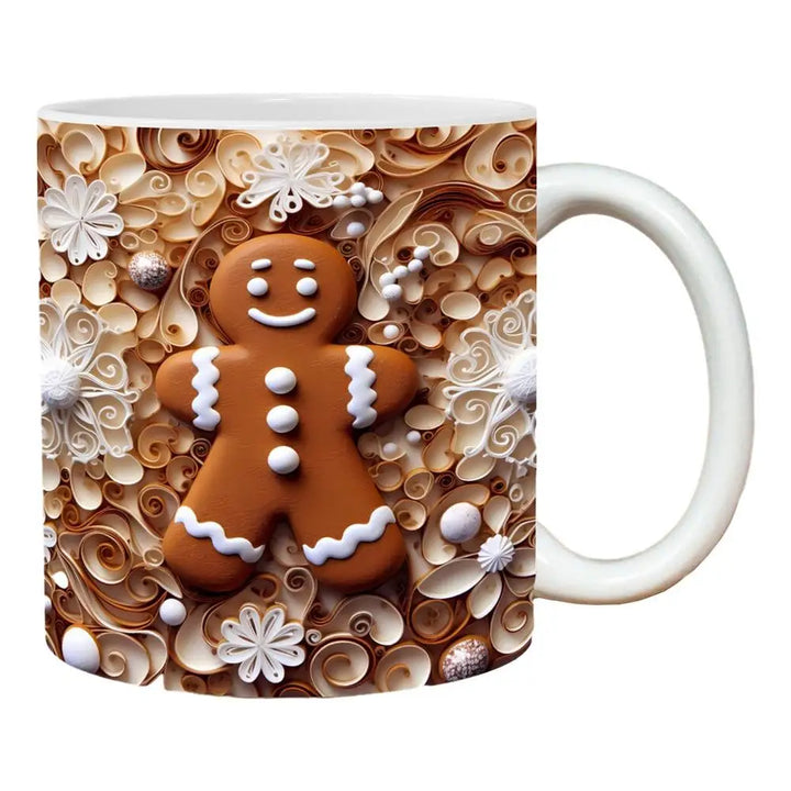 Christmas Holiday Mugs 3D Ceramic Christmas Coffee Cups With Handle Gingerbread Man Water Cups Hot Chocolate Mugs Christmas gift