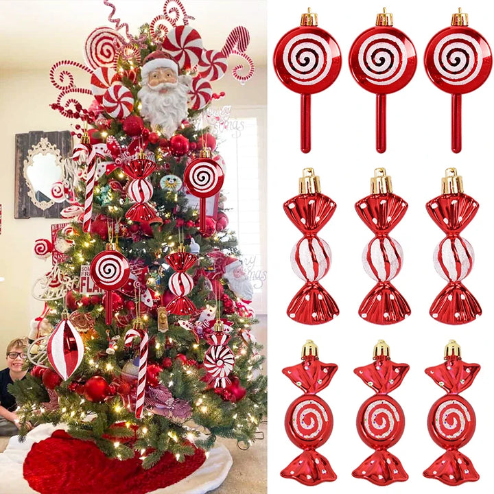 "6pcs Christmas Lollipop Candy Cane Ornaments | Tree Hanging Ball Decorations for Home"