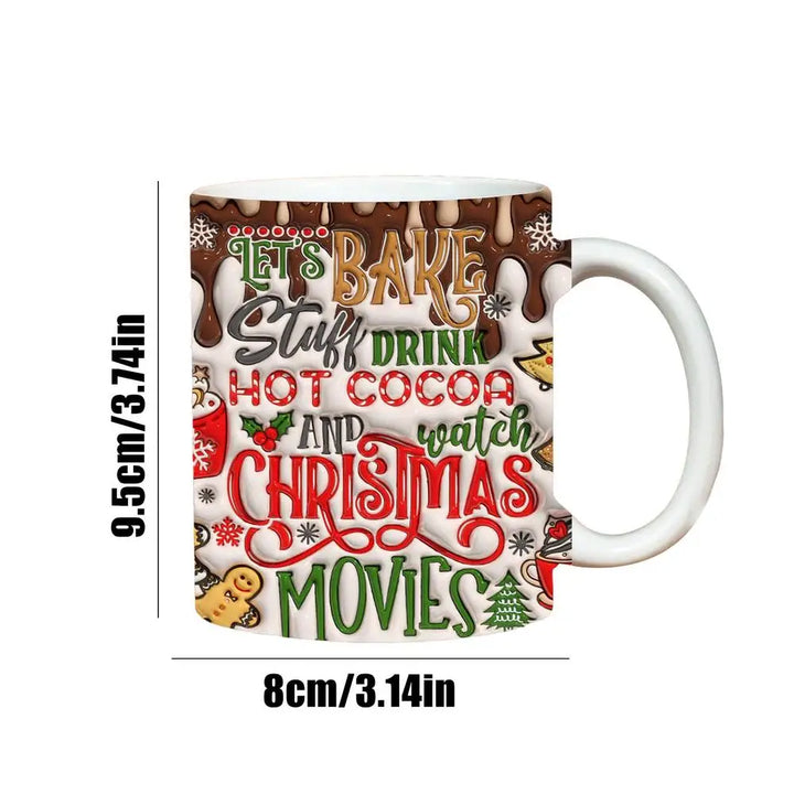 Christmas Holiday Mugs 3D Ceramic Christmas Coffee Cups With Handle Gingerbread Man Water Cups Hot Chocolate Mugs Christmas gift