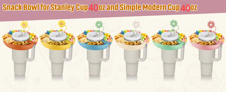 1 Pcs Snack Bowl for Stanley 40oz Tumbler – 4-Compartment Plastic Snack Tray, Compatible with 40oz Tumbler with Handle