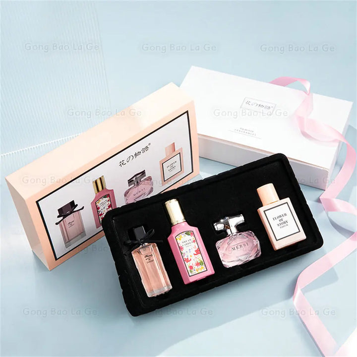 "Floral Scent Perfume Gift Box | 110ml 4-Piece Set with Long-Lasting Eau De Parfum"