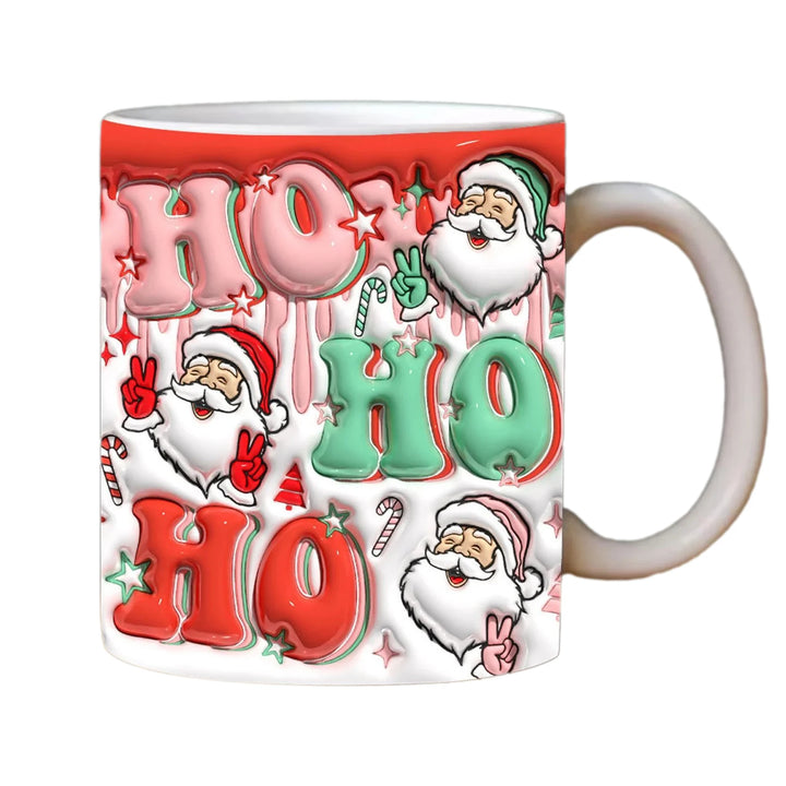 "3D Ceramic Christmas Holiday Mugs | Gingerbread Man Coffee Cups with Handle"