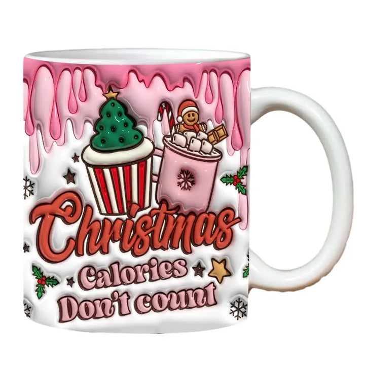 3D Ceramic Christmas Holiday Mugs | Gingerbread Man Coffee Cups with Handle"