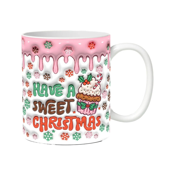 Christmas Holiday Mugs 3D Ceramic Christmas Coffee Cups With Handle Gingerbread Man Water Cups Hot Chocolate Mugs Christmas gift