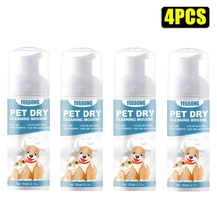 1-4PCS Pet Dry Shampoo Cat Dog Bath Dry Cleaning Foam Body Wash Leave-in Deodorant Pet Supplies Pet Products Pet Dry Shampoo